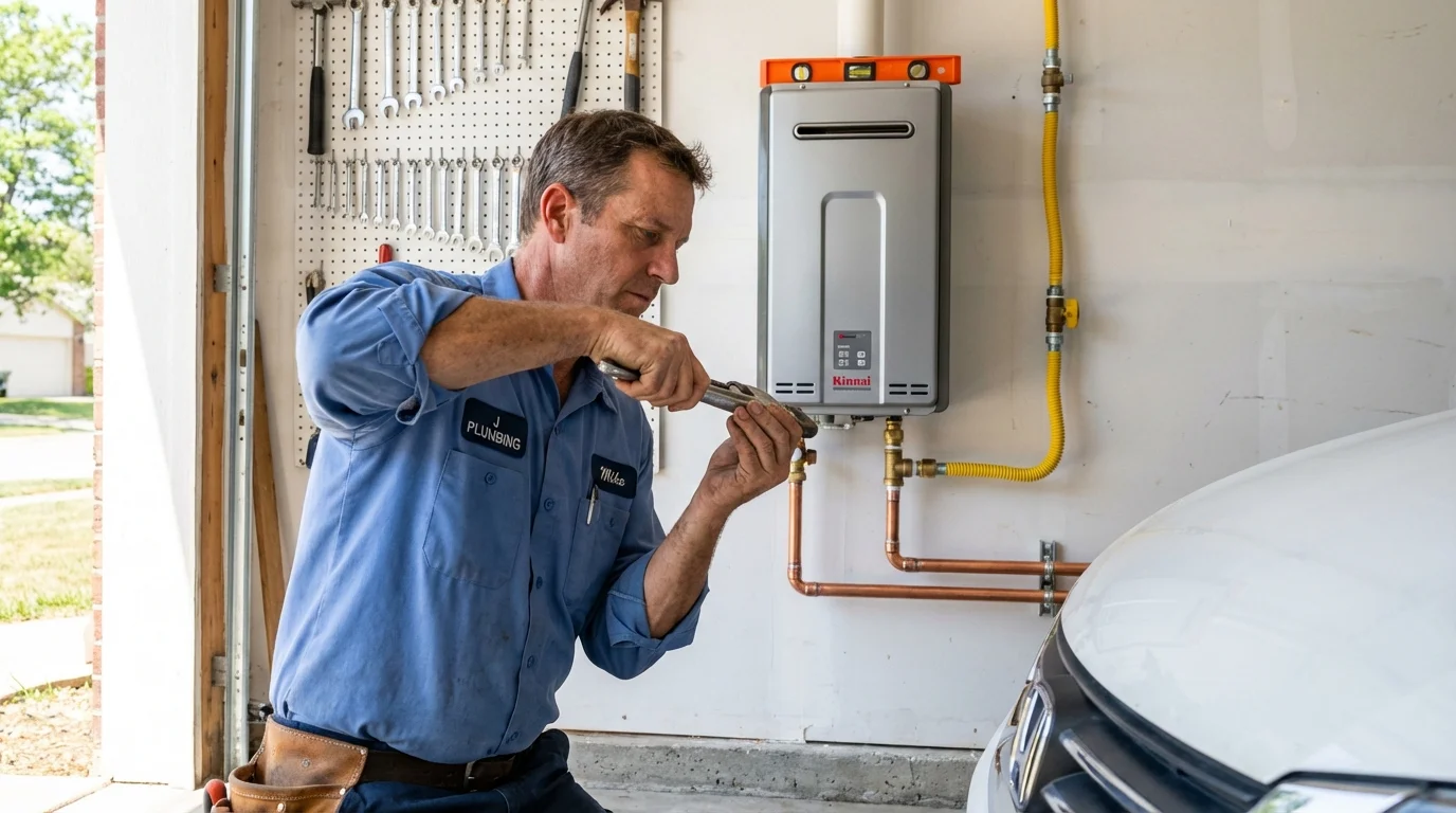 Tankless water heater installation by a Johns Plumbing LLC plumber in Louisa